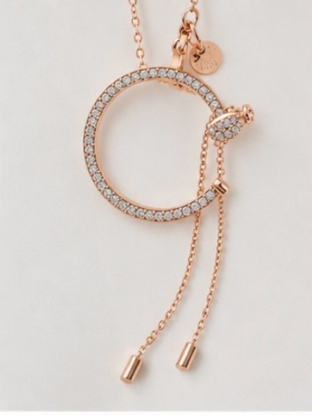 Henri Bende Rose Gold Pavé Circle Slider Necklace